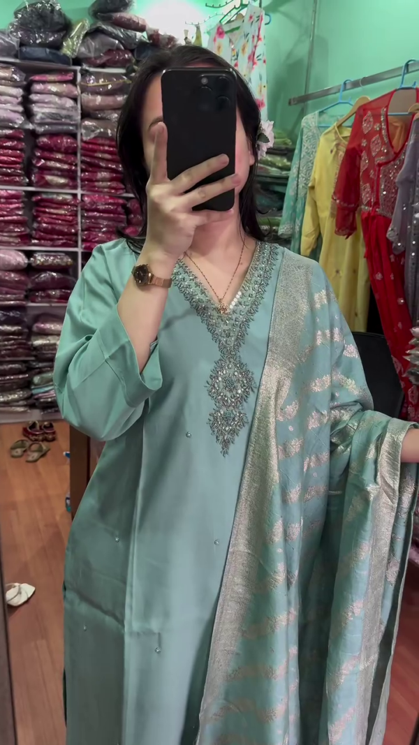 Embroidered Straight Kurta Set
