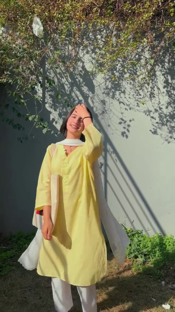 Women Embroidered Regular Pure Cotton Kurta with Palazzos