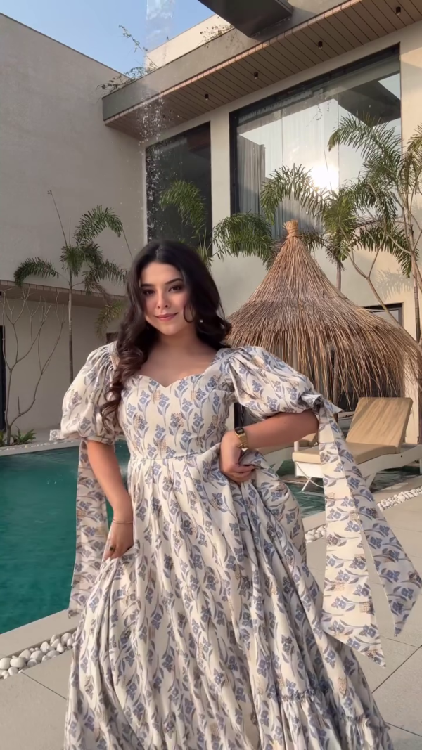 Organza Silk Printed Gown Set