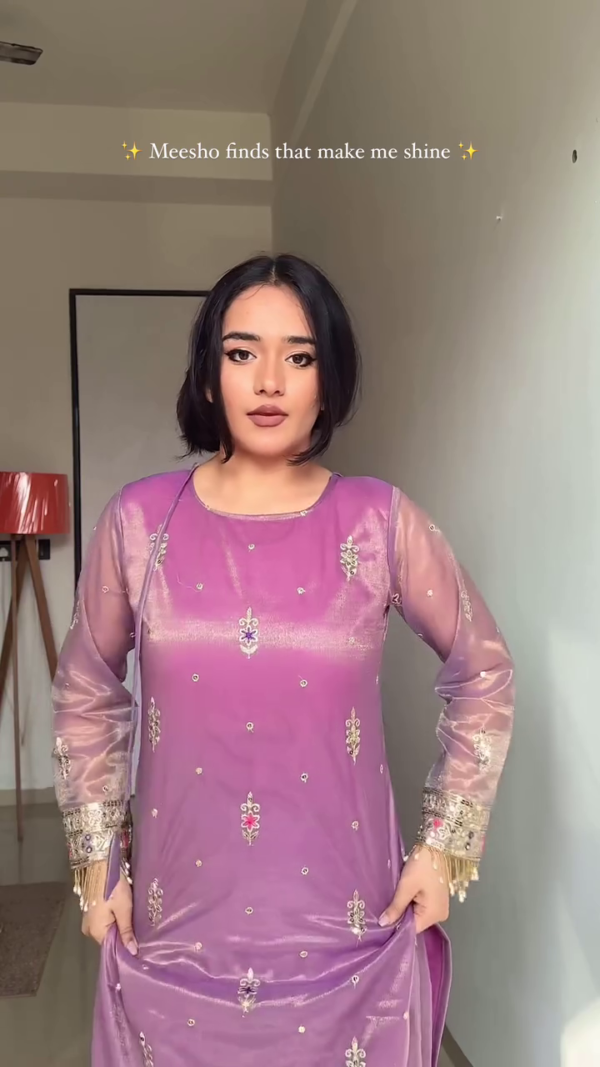 Embroidered Thread Work Thread Work Straight Kurta with Palazzos & Dupatta