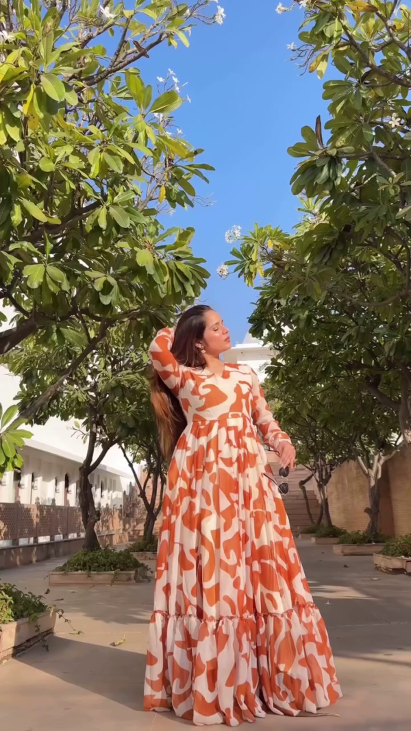 Floral Printed Flared Maxi Wrap Ethnic Dress