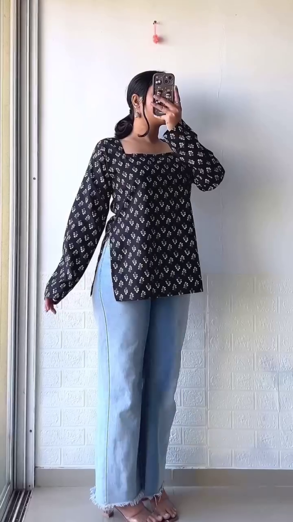 Floral Print Top with Smocking