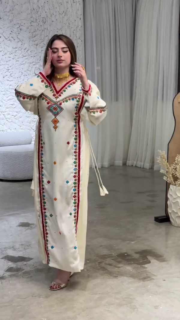 Ivory Thread Work Kaftan
