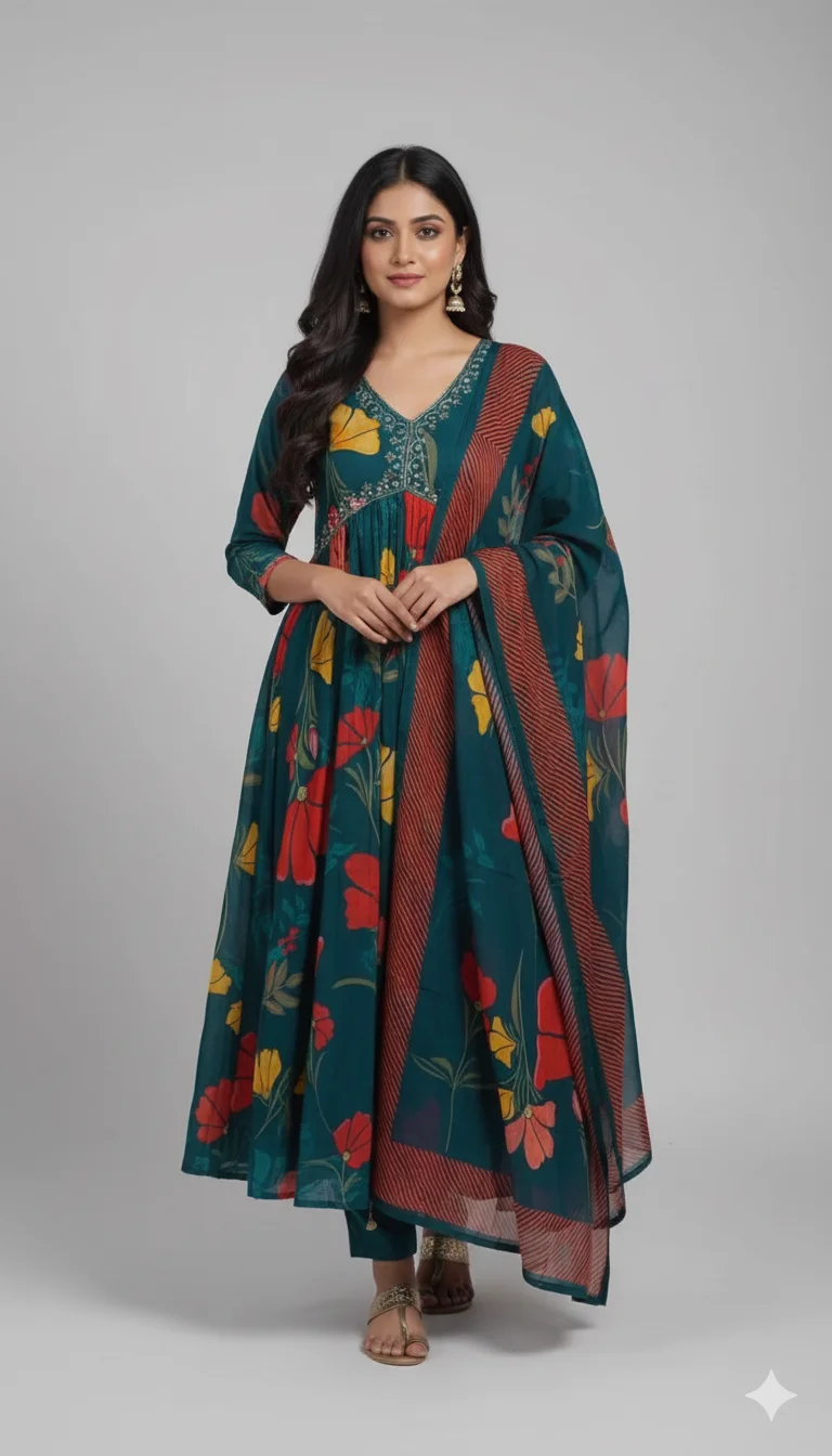 Aliya Cut Most Selling Blue Dress With Dupatta