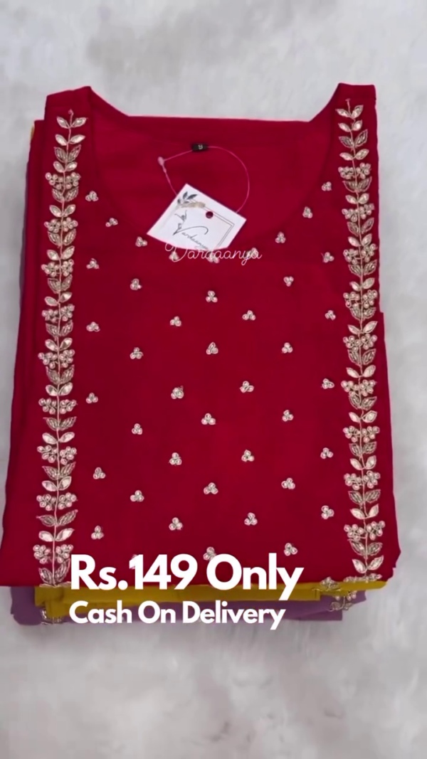 Purple Cotton Silk Kurti With Lilac Shade - Image 2