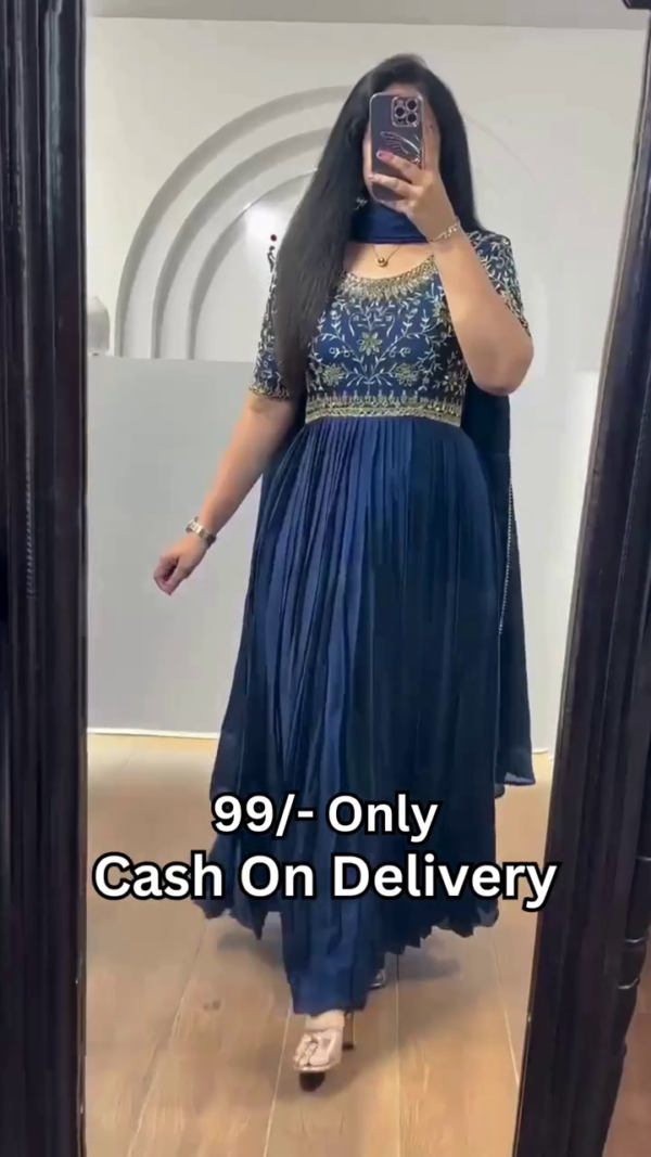 georgette anarkali gown with dupata