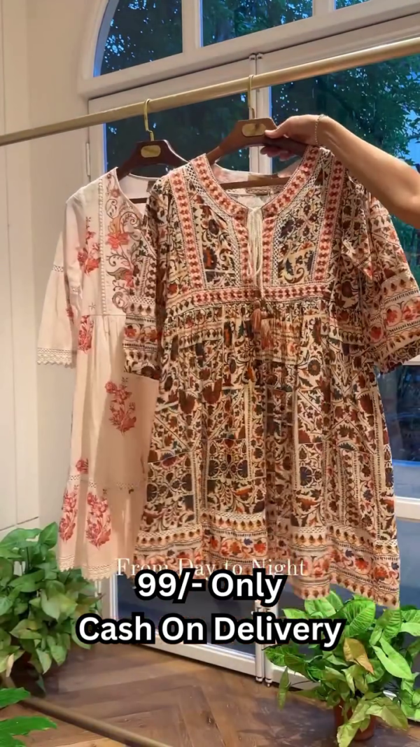 Floral Printed Thread Work Pure Cotton Kurta with Trousers & Dupatta - Image 5