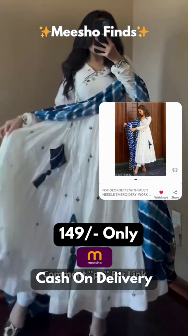 Georgette Gown with Embrodairy Work White gown