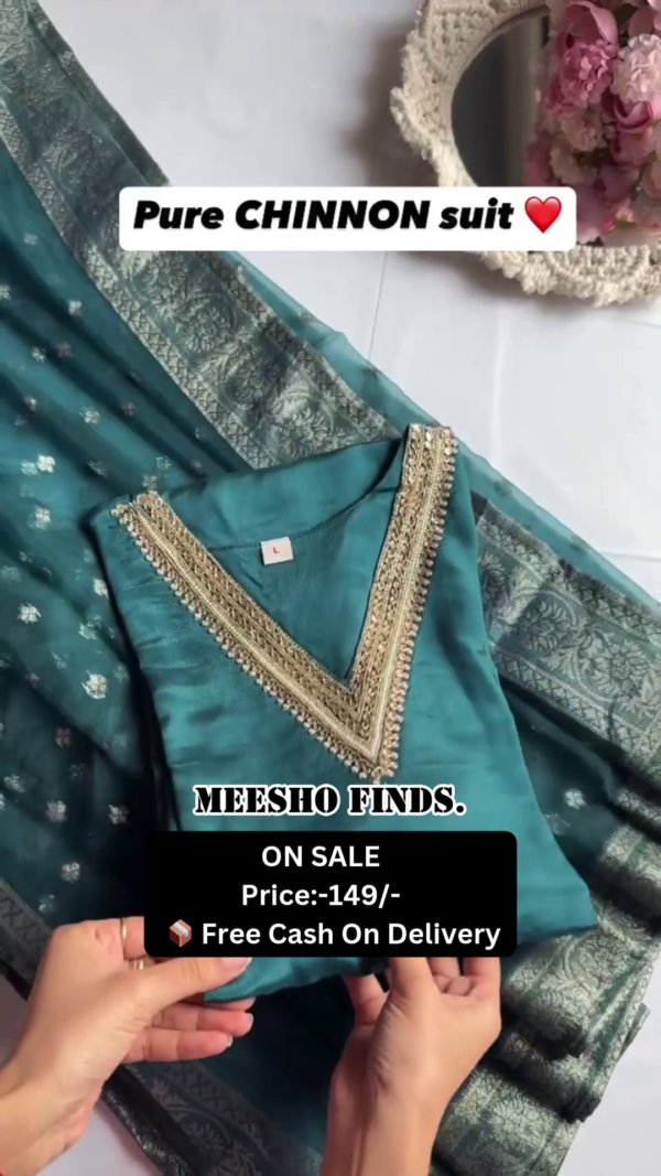 Butiful Roman silk kurta ( attached ining ) and pants hand work