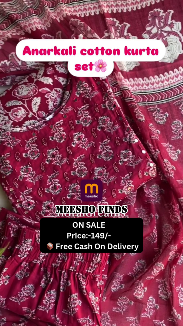 Floral Embroidered Pure Cotton Kurta with Palazzos & With Dupatta