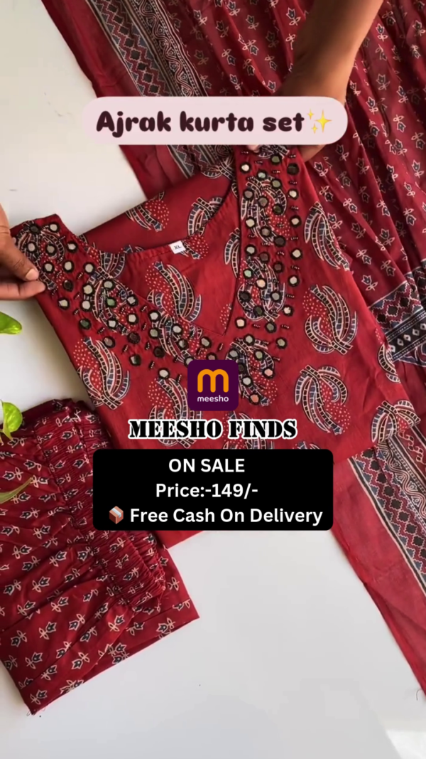 Women Trend ajrak cotton nighty