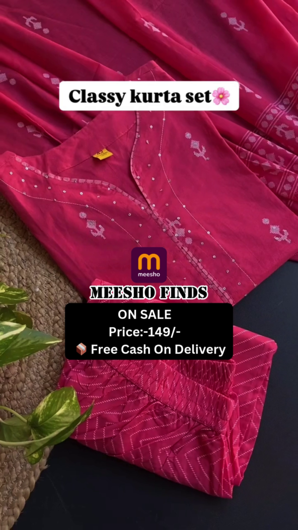 Women's Pink Straight Printed Kurta with Trouser