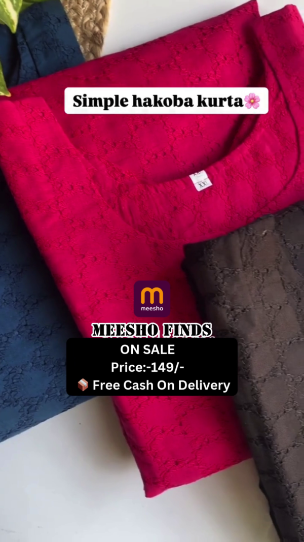 Womens Ethnic Wear Red Colour Cotton Chicken Embroidery Kurti