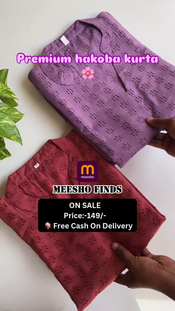 Chikankari Embroidery Kurti Sequence Work Cotton Straight Kurta