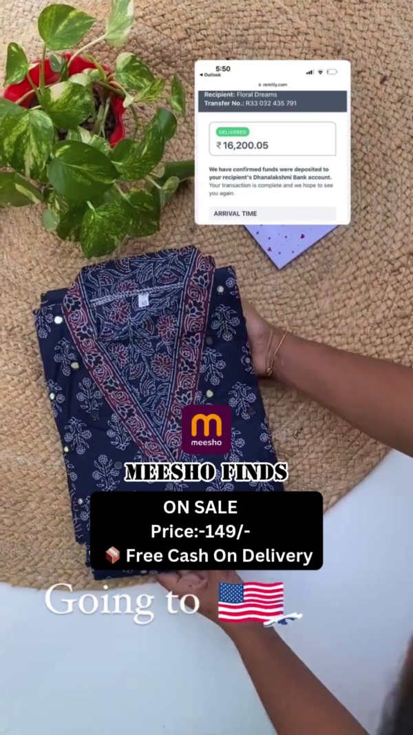 Floral Printed Sequinned Pure Cotton Unstitched Dress Material