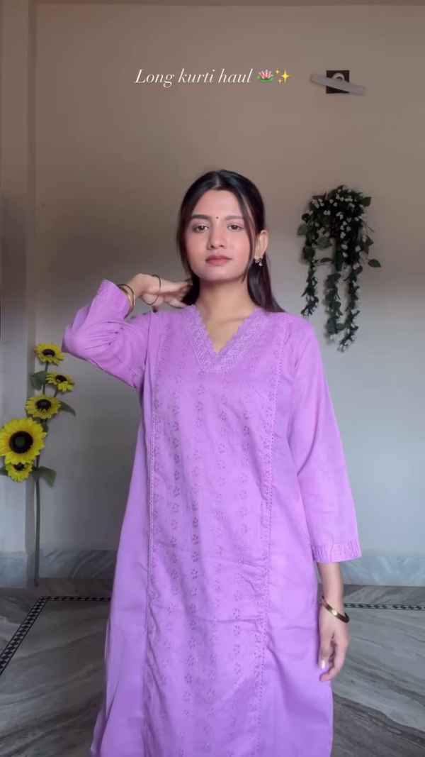 Notch Neck Embroidered Straight Kurta