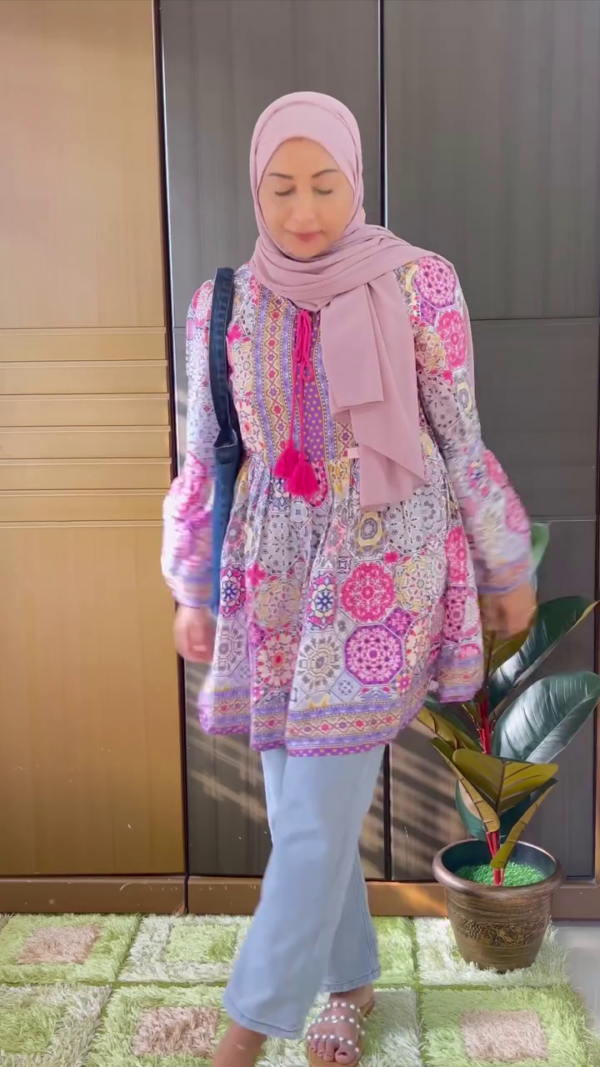 Floral Print A-line Dress with Tassels