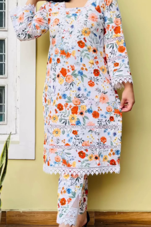 Floral Embroidered Chikankari Straight Kurta