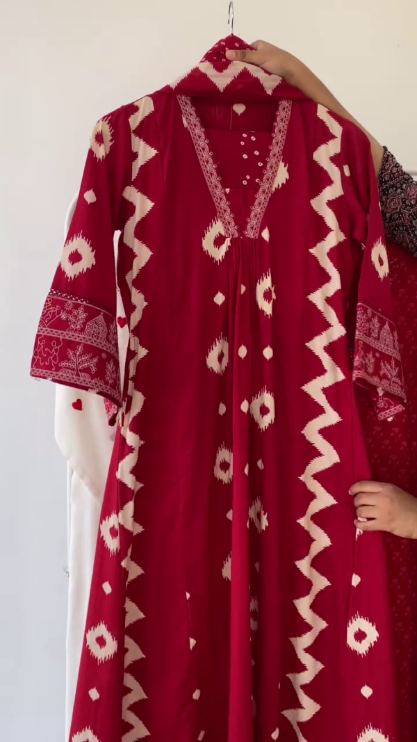 Women's Indian Printed Cotton A-Line Kurti with Palazzo