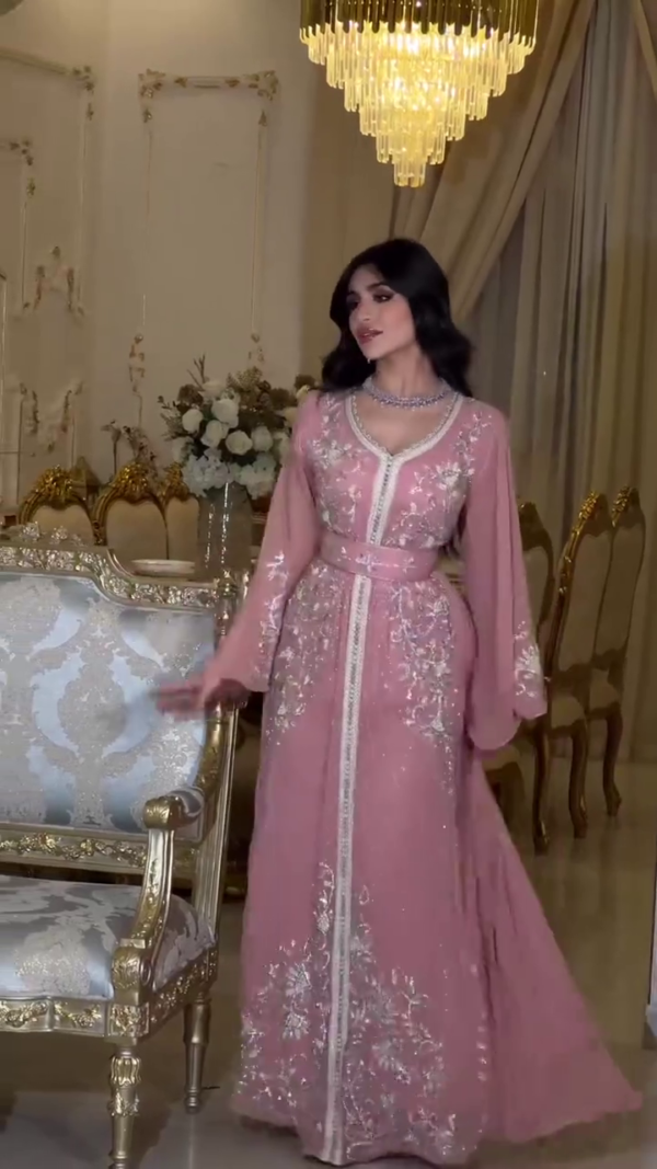 Abaya Muslim Kaftan Dubai Dress Daily Casual Dress with Belt Floor Length Islamic East Arabian Robe